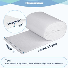 Ecoofor Adhesive Felt Sheet – 1/4" x 6" x 2.5 Yard Felt Roll with Adhesive Backing, Premium Wool Rayon Blend for Orthopedic Cushioning, Foot Pain Relief & Support (1 Roll)