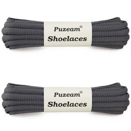 Puzeam 2 Pairs Oval Athletic Shoelaces 30 Colors 1/4" Half Round Shoe Laces for Sneakers - Dark Gray 80