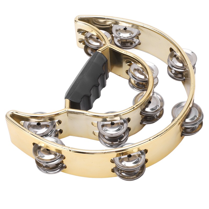 Double Row Hand Tambourine Metal Tambourine with Plating Bells Percussion