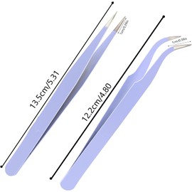 Fine Point + Slant Tweezers for Women and Men，Splinter Ticks, Facial, Brow and Ingrown Hair Removal， Needle Nose Precision Best Tweezers for Chin Hair(Purple)