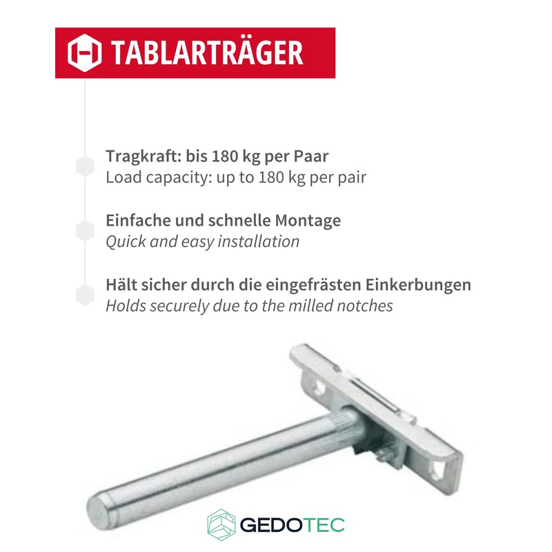 Gedotec Shelf Bracket Adjustable | Pack of 2 Shelf Brackets