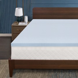 3 Inch Memory Foam Mattress Topper Cooling Gel Infused Mattress Topper Ventilated Design Pressure-Relieving Layers CertiPUR-US Certified,Queen Blue