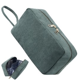Jiliyote Toiletry Bag Women's Corduroy Toiletry Bag Travel Cosmetic Bag Women's Corduroy Makeup Bag Women's Wash Bag Cord Cosmetic Bag for Girls Travel Women