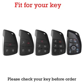 KUNIO Car Key Fob Cover Case Compatible with Chevy Silverado Traverse Equinox Sierra 1500 2500HD 3500HD 2022-2025 PU Leather Key Holder Key Shell Keychain 3/5/6/7 Buttons Accessory-Silver Black