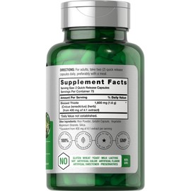 Horbaach Blessed Thistle Capsules 1600 mg | 150 Count | Max Potency | Non-GMO, Gluten Free Herb Supplement