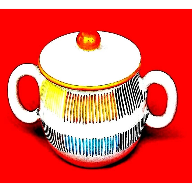 Deruta Ceramic Majolica Arco Sugar Bowl W Lid 10oz