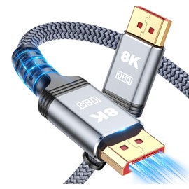 iYavvort 8K DisplayPort Cable 1.4, [VESA Certified] 8K 4K DP Cable 9.8ft, Display Port Cable [8K@60Hz, 4K@144Hz, 2K@240Hz, 32.4Gbps], High Refresh Rate for Gaming Monitor, HBR3, HDR (9.8 Feet)