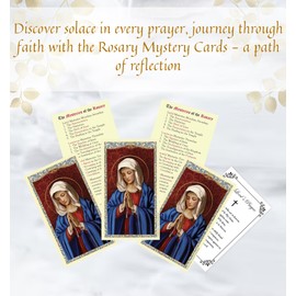 Trendzeen Rosary Mystery Cards - with The Lord's Prayer - 5 Laminated Double Sided Rosary Mysteries Prayer Card - 6 Items Set