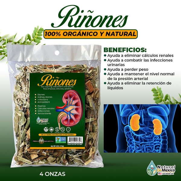 Natural de Mexico USA Riñones Compuesto Herbal Tea 4 oz. 113 gr. Mexican Herbs