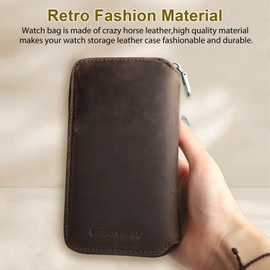 TheSiliconValley Watch Display Box Leather Travel Case Jewelry Storage Pouch Portable Zipper Bag