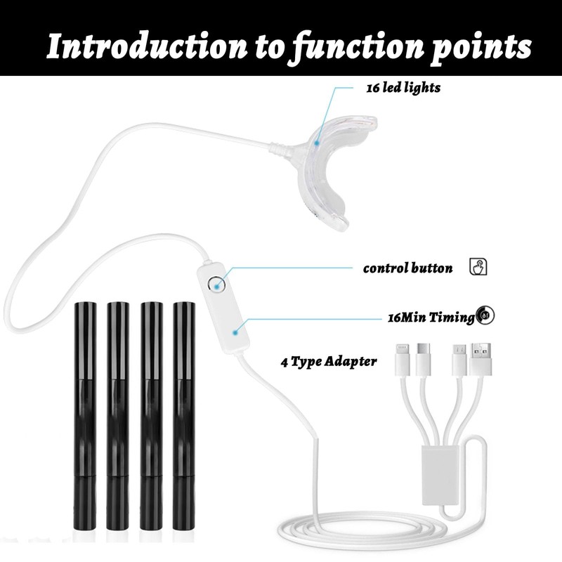 Professional Teeth Whitening Kit & Bleaching Kit with 16X LED