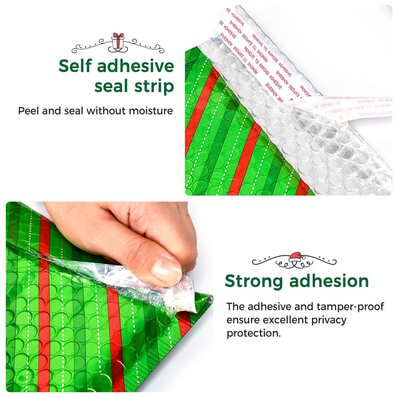 25 Pack Christmas 7x10 inch Poly Bubble Mailers Padded Envelopes