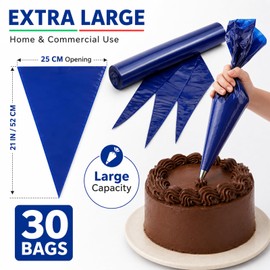YANJINGSHE Piping Bags 30 Pack 21 Inch Disposable Icing Bags Dark Blue