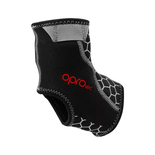 OPRO tec Neoprene Ankle Support with Gripper - For Pain, Sprains and Tendonitis - For Right or Left Foot, Suitable for Daily Use (Small)