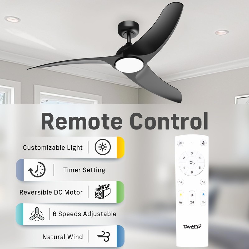 TAVZAKE Ceiling Fans with Lights, 42 inch Low Profile Ceiling