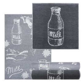 Lashuma Set of 4 Tea Towels, 50 x 50 cm, Terry Towels, 50 x 70 cm, Soft and Absorbent Kitchen Towels, Design: Milk