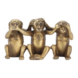 3 Wise Monkey Statues, Speaking, Hearing, Seeing, Nothing, Evil, Three Monkey Statue, Animal Sculptures, Brass Monkey Figurines, Home Decoration for Home and Office