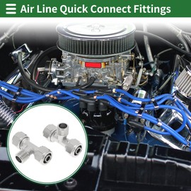 INFINAUTO Push to Connect Air Fittings 1/2" t Type Air Line Quick Joint Nickel-plated Copper 1/4"BSPT 2 Pcs Silver Tone