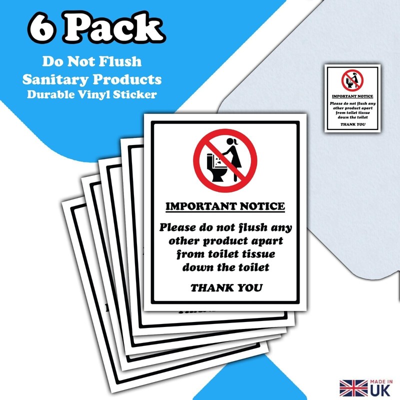 Do Not Flush Sanitary Products, Wipes Down Toilet - 6