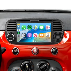 for Fiat 500 2007-2015 [2+64G] Android Car Stereo WiFi Wireless Carplay Wireless Android Auto,7" HD Touch Screen GPS Navigation/Mirror Link/Bluetooth,FM/RDS OBD2 for Fiat 500 Car Radio