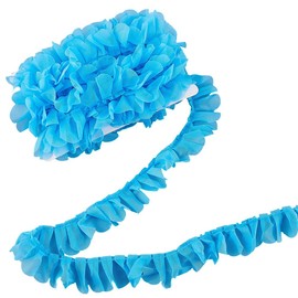 CABODYALS 10M 1.625 Inch Blue Pleated Organza Trim Ruffled Thin Chiffon Lace Sheer Tulle Classic Fabric Ribbon for Sewing Making Clothes Dress Skirts Collar Edge Wedding Decor DIY Crafts Supplies