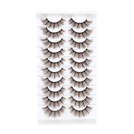 Pestañas marrones Aspecto natural Pestañas postizas de color marrón oscuro Pestañas de visón sintético tenues Pestañas postizas esponjosas Tiras 3D Evelashes Paquete de 10 pares (MQ607)