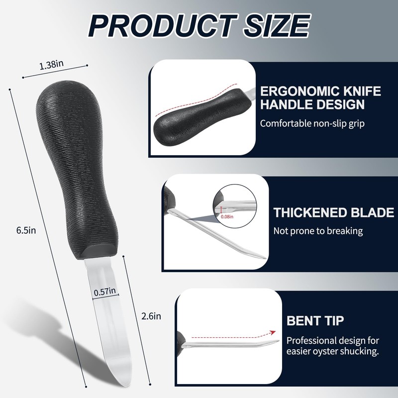 Nonley Oyster Shucking Knife - 2 Pack Professional Oyster Knife