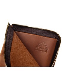STCRAFT Thin Wallet, L-Shaped Zipper, Compact, Large Capacity, Men's, Women's, Gift Box Included, Braun