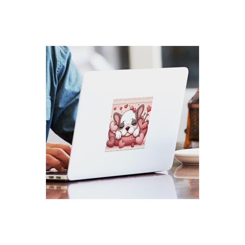 CafePress French Bulldog Puppy Sleeping On Valentines Day Sticker Square