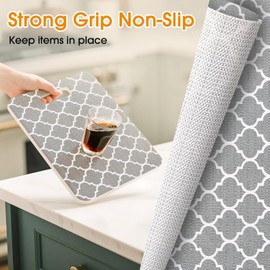 COAVAS Shelf Liner Drawer Liner Cabinet Liner Non-Slip, Textured Kitchen Cabinet Liners with Self-Grip, Easy Cut Thick Shelf Paper for Drawers, Wardrobes, Pantry & Countertops (Gray 12in X 10Ft)