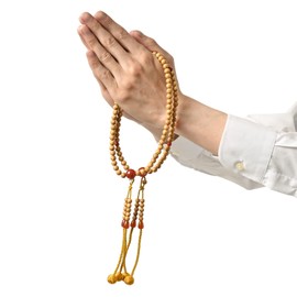 Shingon.shop Prayer Beads Shingon Buddhist Shakuji Shaku Rikyu Bonten in Paulownia Box (Agate + Golden Brown Brahman)