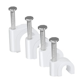 LeMotech 1200pcs Cable Clips 5/6/8/10mm Cable Nail Clips Cable Tacks Coaxial Nail Clamps for Cable Cord Management RG6 RG59 CAT5 CAT6 RJ45 Electrical Ethernet Coaxial Clamps, White