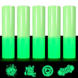 Heat Transfer Vinyl Glow in Dark Iron on Vinyl 5 Pack 12"x 8.3" PU HTV Luminous Fluorescent Color for Shirts(Glow in Dark - Green)
