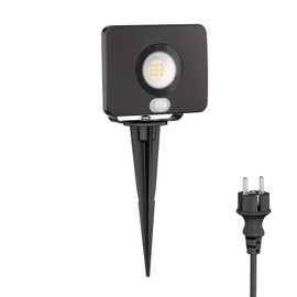 ledscom.de Wega LED Garden Spotlight with Ground Spike for Outdoor Use with Motion Sensor Black 11.32 W 880 lm White