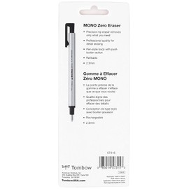 Tombow 57315 Mono Zero Eraser and Refill Value Pack, Round 2.3mm. Precision Tip Pen-Style Eraser with Refill