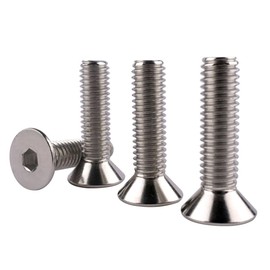 KOSJETHAS #10-24 x 1" Flat Head Countersunk Screws Hex Socket Cap Bolts, 304 Stainless Steel 18-8, Full Machine Thread, Pack of 50
