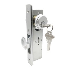 Storefront Door Mortise Lock Swing Deadbolt,Commercial Door Lock Double Cylinder Deadbolt Lock Set, Hook Locking Tongue, in Aluminum(1-1/8" Backset)