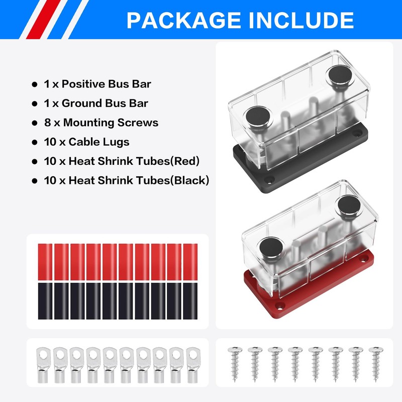 jamgoer 150A Bus Bar 12V Heavy Duty Power Distribution Block