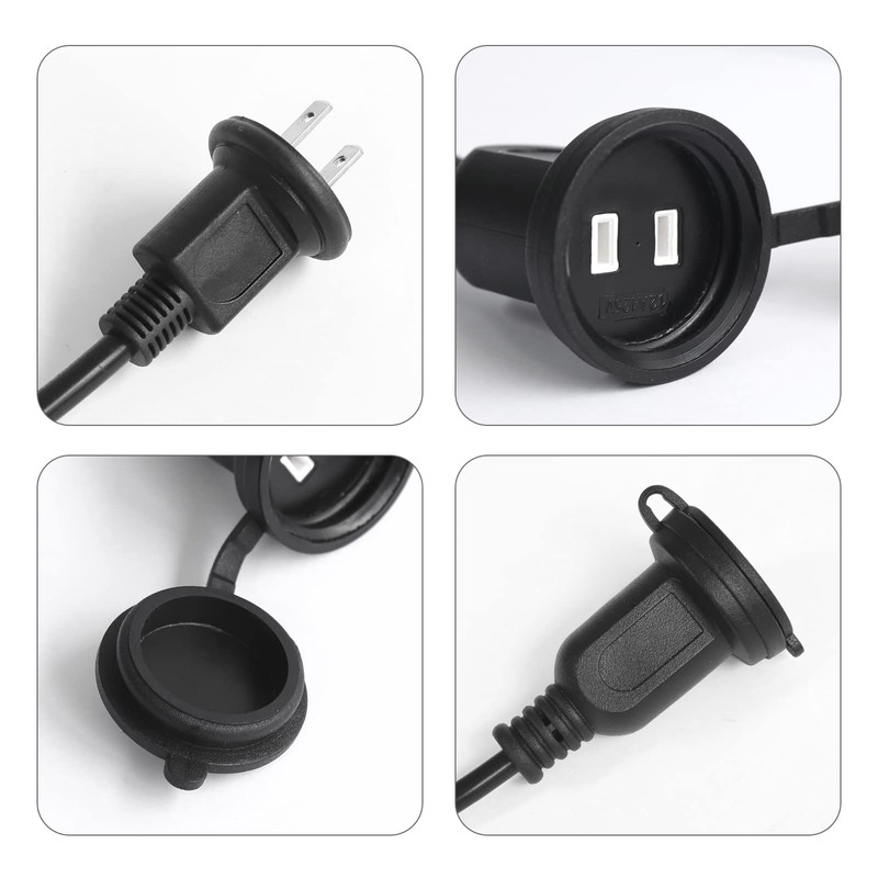 Extension Cord 9.8 ft (3 m), Rainproof, Waterproof, Outdoor, 6.6