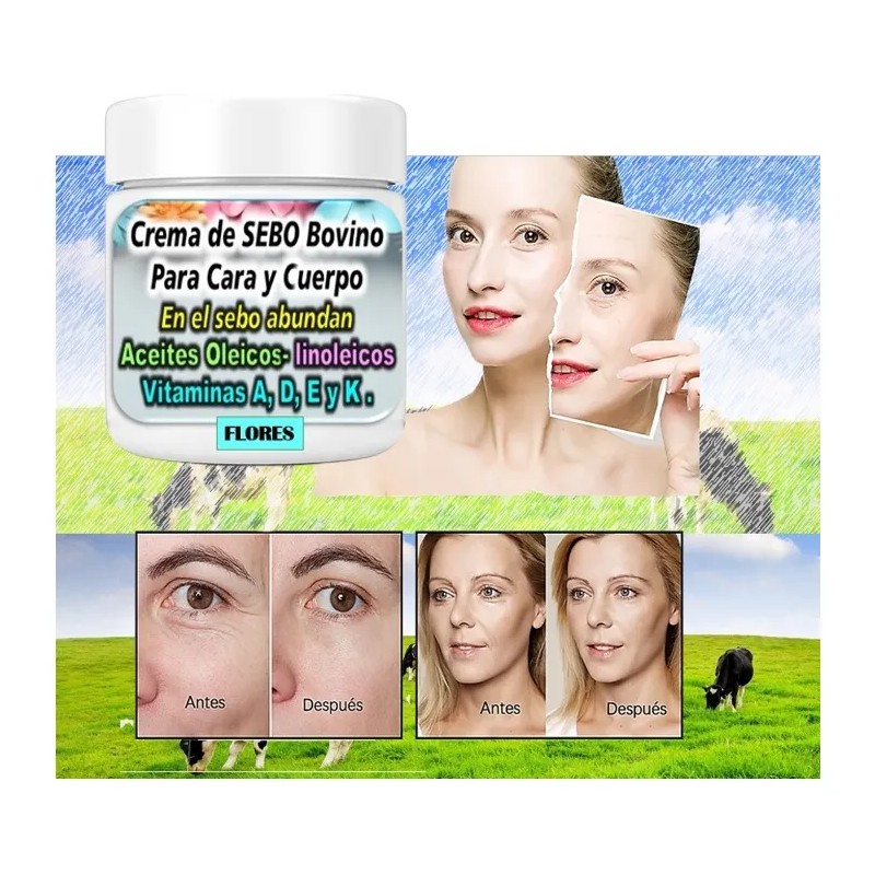 Crema De Sebo Bovino Manteca De Vaca Natural Arrugas Manchas