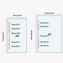 A5 Coloured Ruled Notepaper for Filofax - 6 Punched Holes Loose-Leaf Refillable Lined Paper, Diary Planner Inserts Refills for Notes Meeting Travel Record 50 Sheets/100 Pages