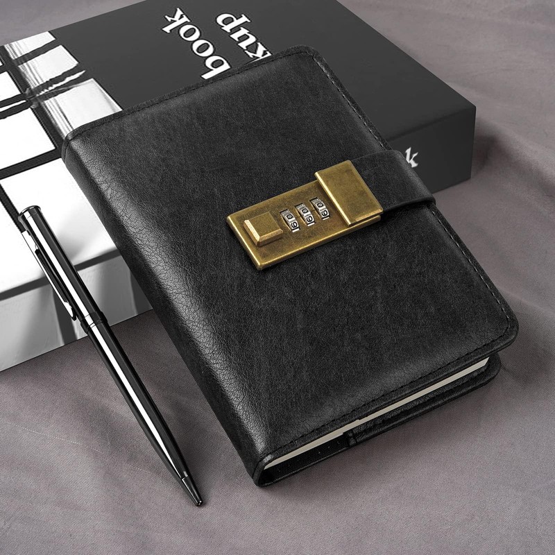 WEMATE Journal 2024 A6 Keyed Notebook Horizontal Ruled PU Leather