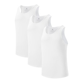 DAVID ARCHY Men's Tank Top Undershirt Moisture-Wicking Quick-Dry A-Shirts Soft Silky Undershirts Tank Shirt for Men 3 Pack(XL, White)