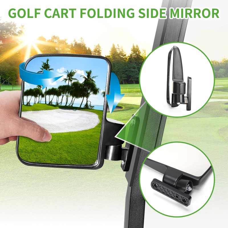 10L0L Golf Cart Folding Side Mirror and Panoramic Rear View