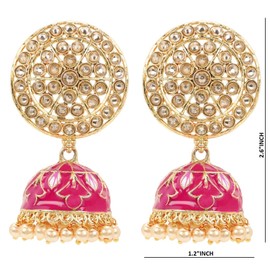 Efulgenz Indian Jewelry Bollywood Antique Crystal Kundan Jhumki Jhumka Earrings Set for Women