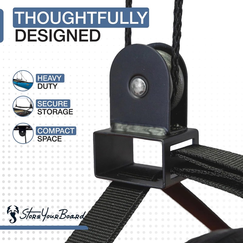 StoreYourBoard Ladder Storage Ceiling Pulley System, Garage Mount Hoist, Heavy