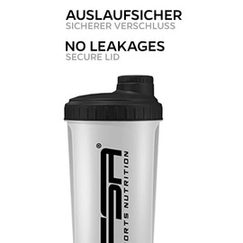 FSA Nutrition Protein Shaker 700 ml with Measuring Scale and Screw Cap, for Diet and Protein Shakes, BPA Free . transparent