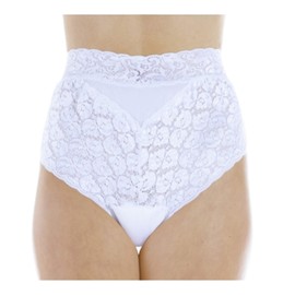 3-Pack Women's White Lovely Lace Regular Absorbency Incontinence Panties Small (Fits Hip 35-37")