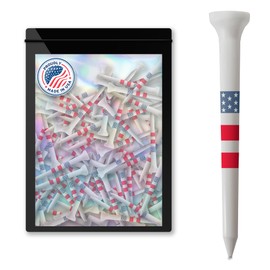 Dogleg Design Studio American Flag Golf Tees – 3 1/4" Tall – Bulk 100 Pack - Made from Durable Plastic - Red White and Blue - USA Tees - Golf Accessories for Men and Women