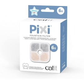 Catit PIXI Filtro de fuente de agua para gatos, filtro de agua de triple acción, paquete de 6